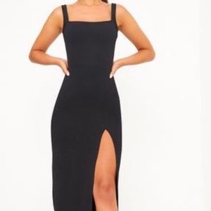 black straight neck maxi dress